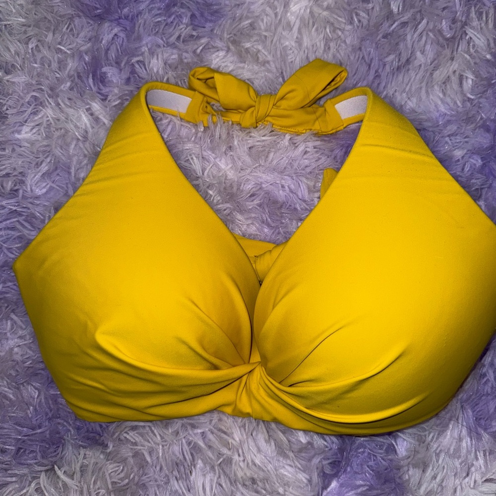 Gold Tie Front Sleeveless Bikini
